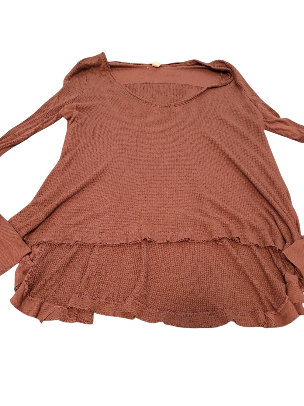 We The Free Free People Women’s S Rust Brown Thermal High Low Tunic Top